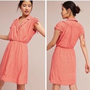 ✨Anthropologie Maeve Carlotta Orange Ruched Midi Empire Waist Dress S